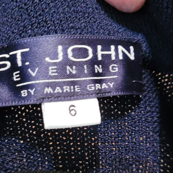 St. John By Marie Gray Evening Navy Blue Santana Knit Size 6 Jacket Evening Wear - Picture 5 of 5
